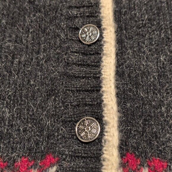 Vintage Woolrich Sweater Womens Large Wool Mohair Floral Fair Isle Button Up - Picture 3 of 10